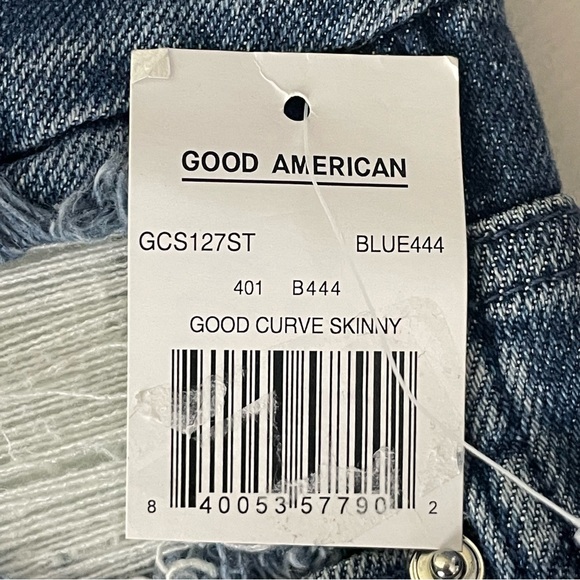 GOOD AMERICAN NWT GOOD CURVE RIPPED HIGH WAIST ANKLE STRAIGHT LEG JEANS 0/25 - Picture 8 of 12